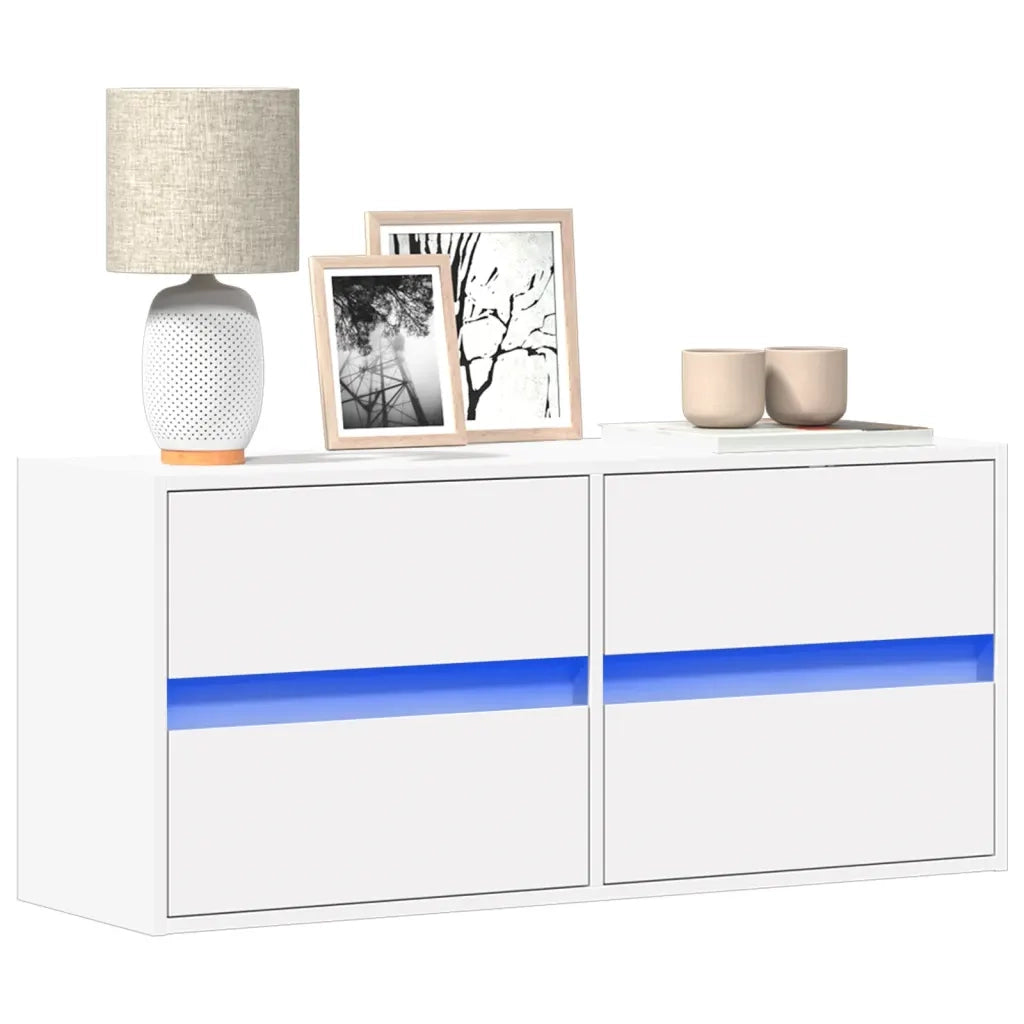 Mobile TV a Parete con Luci LED Bianco 100x31x45 cm 852292