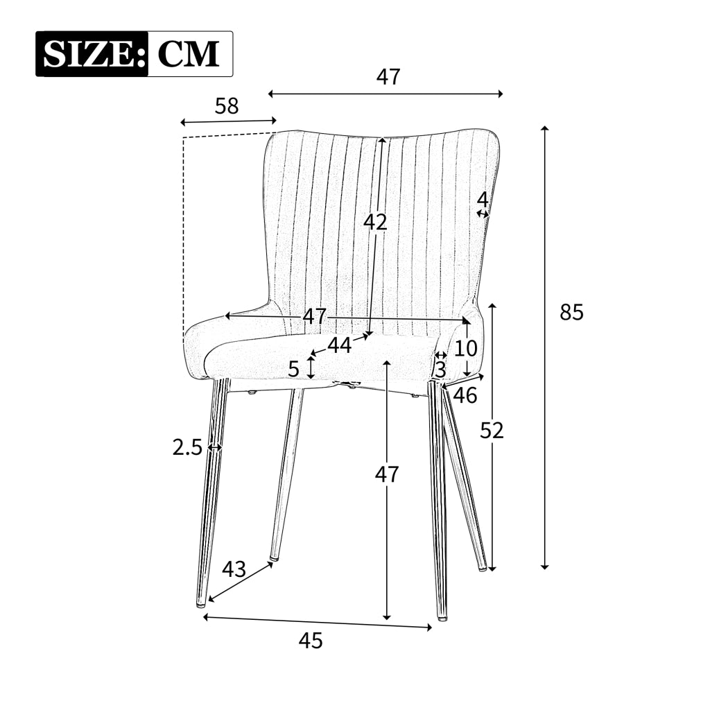 Sedia da Pranzo in Velluto con Gambe in Metallo Oro ¨C MINIMAL ¨C Set 4 Pezzi, Beige