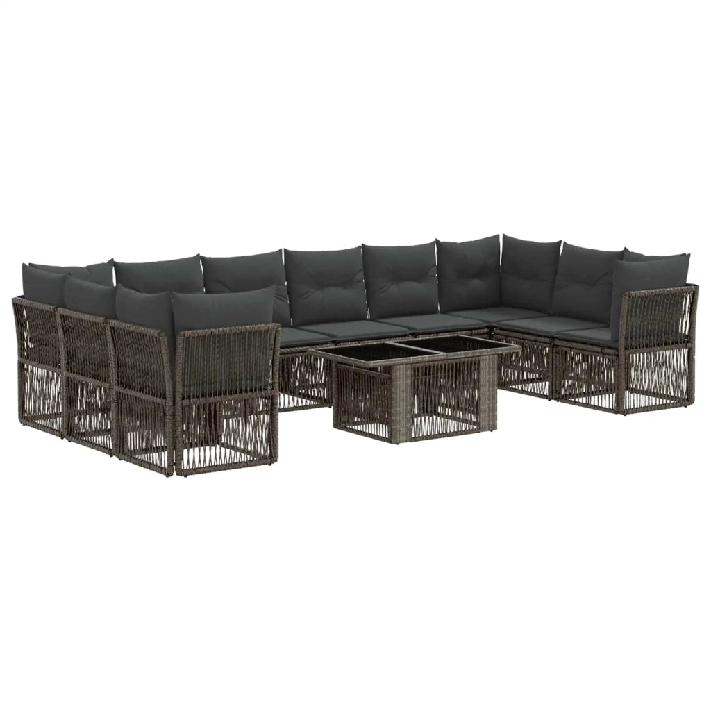 Set Divano da Giardino 11 pz Grigio polyrattan 3436526