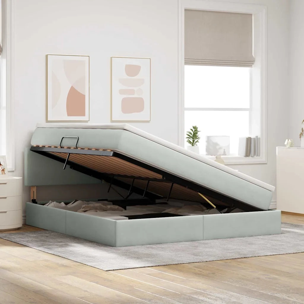 Letto con Contenitore Grigio chiaro 180 x 200 cm Velluto
