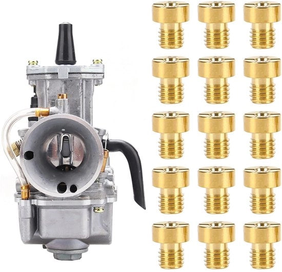 Set di pulitori carburatori 15 pezzi - M5 testine di pulizia - Acciaio inossidabile - Pezzi di ricambio - Per scooter e motocicletta - Diverse misure 88-150 - Getti carburatori