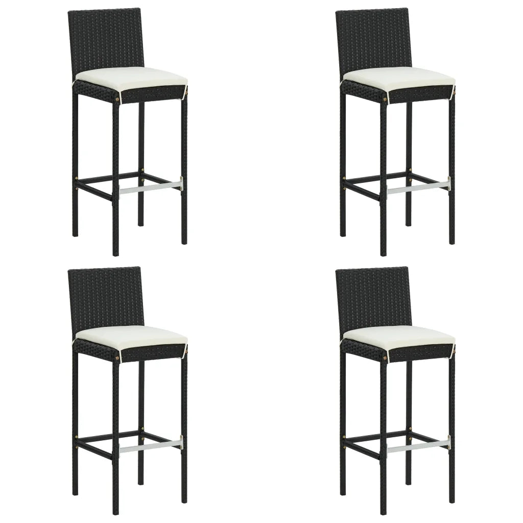Set da Bar da Giardino 5 pz con Cuscini in Polyrattan Nero 3064858