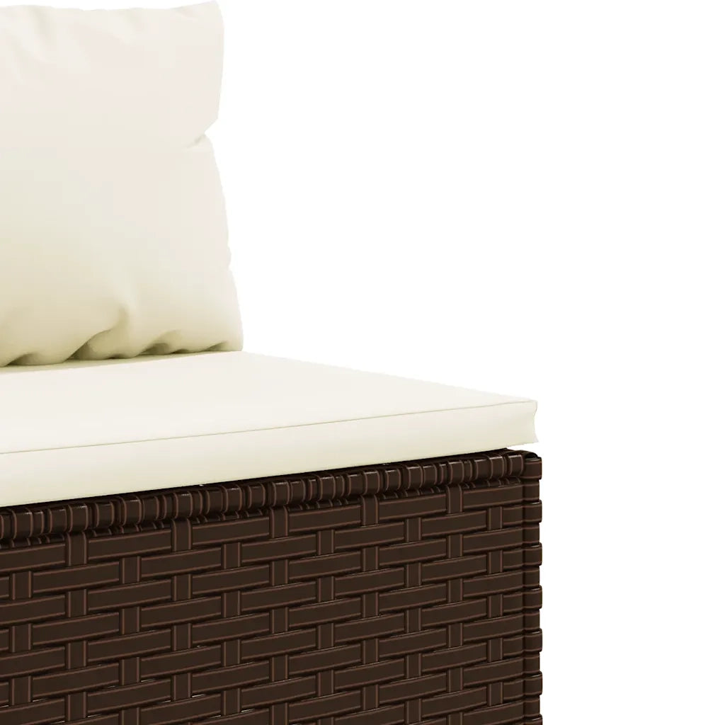 Set Divani da Giardino 7 pz con Cuscini in Polyrattan Marrone