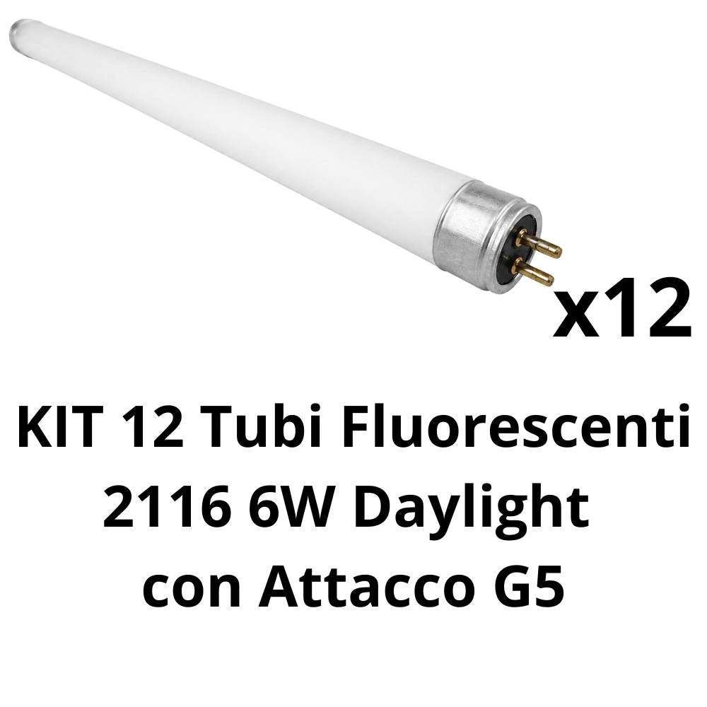 Tubo fluorescente g5 6w daylight per ambienti tecnici *** numero pezzi 12, confezione 1
