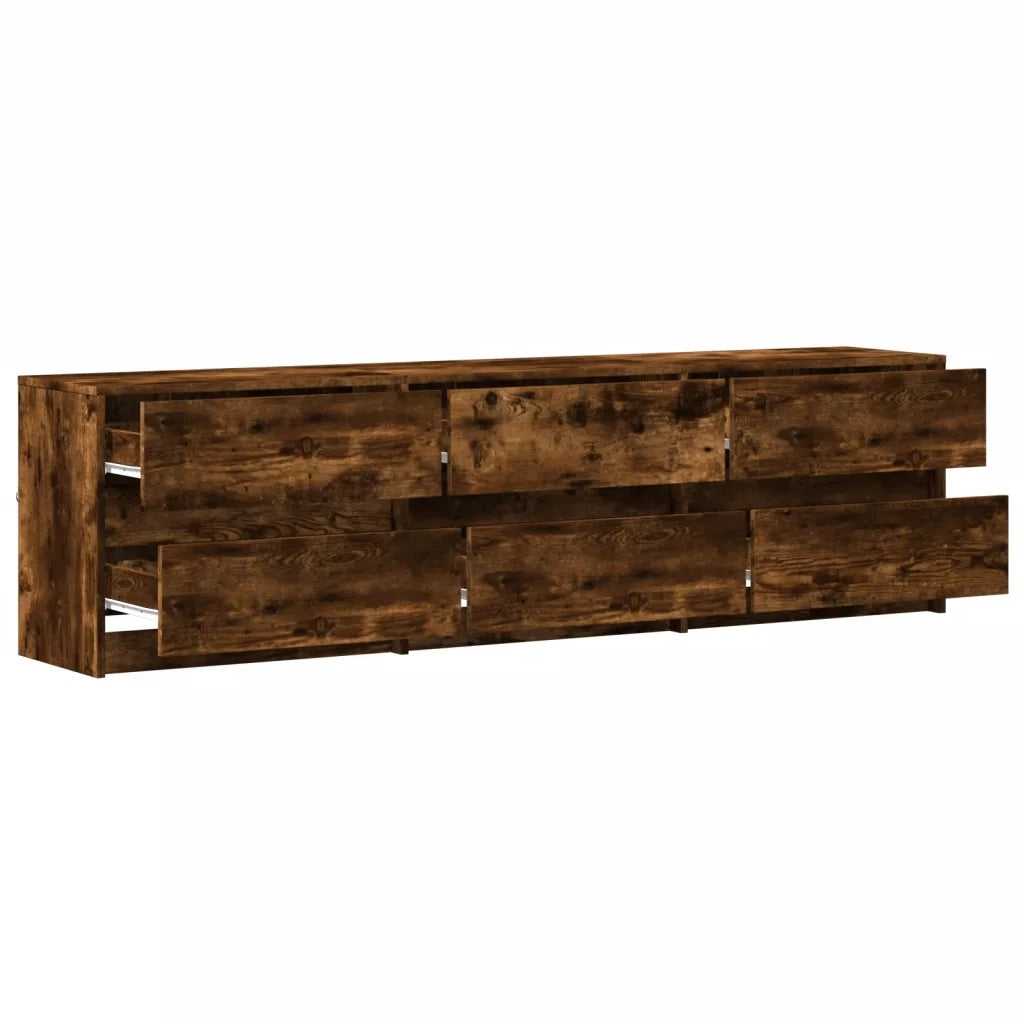 Mobile Porta TV con LED-Mobile per TV-Credenza TV Rovere Fumo 180x34x50cm in Truciolato 713221