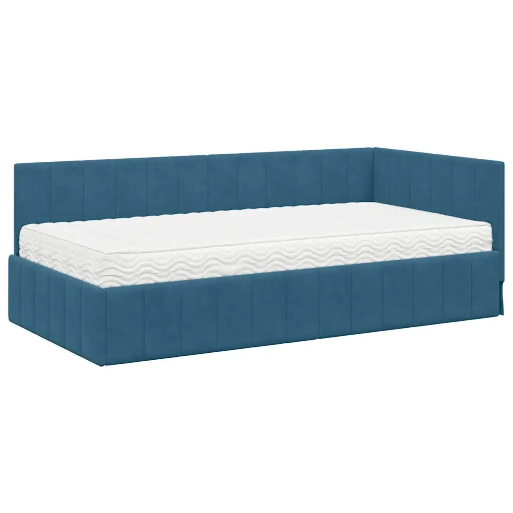 Struttura Letto Angolare con Materasso 2 pcs Blu Velluto 3393857