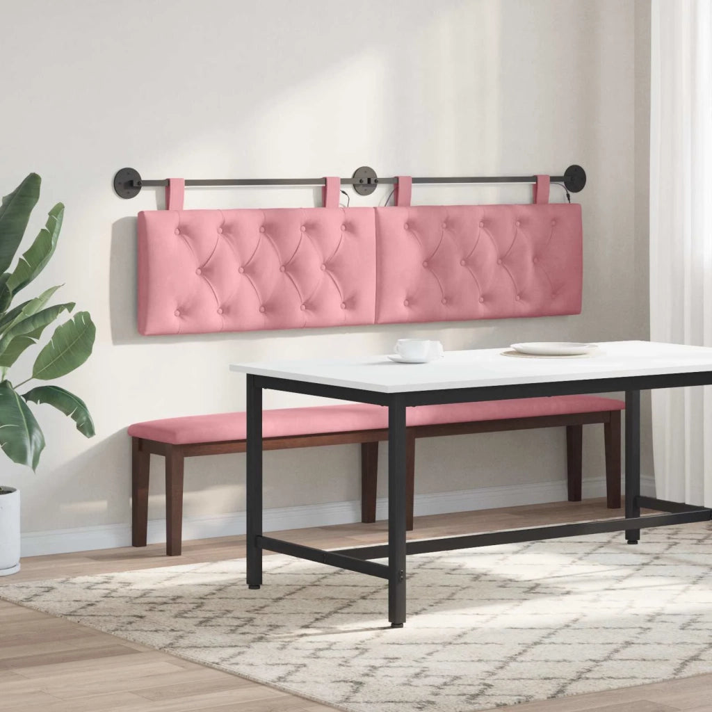 Testiera | Testata sospesa Con luce LED Rosa Velluto