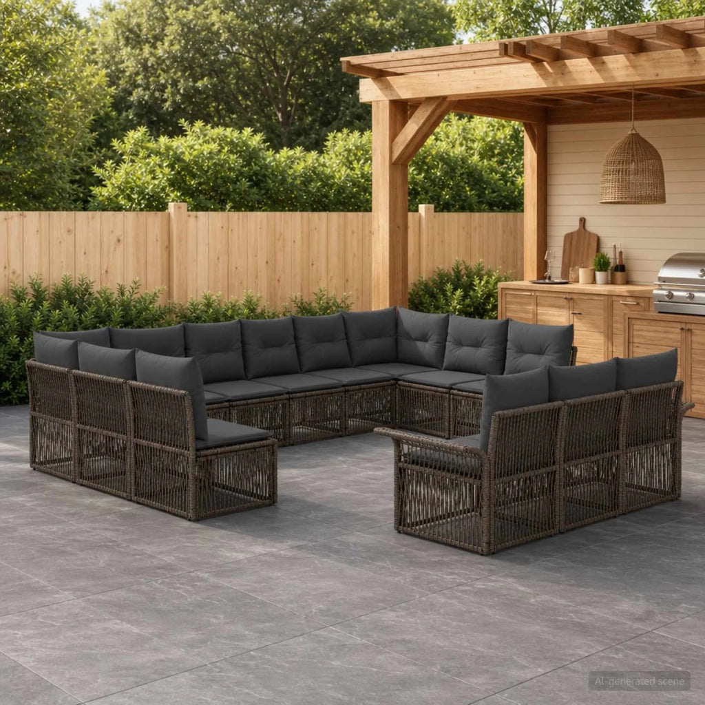 Set Divano da Giardino 13 pz Grigio polyrattan 3434981
