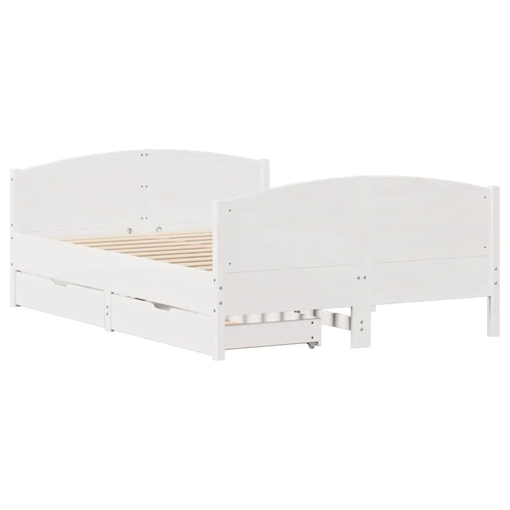 Letto senza Materasso-Struttura Letto Bianco 140x200 cm Legno Massello di Pino 818612