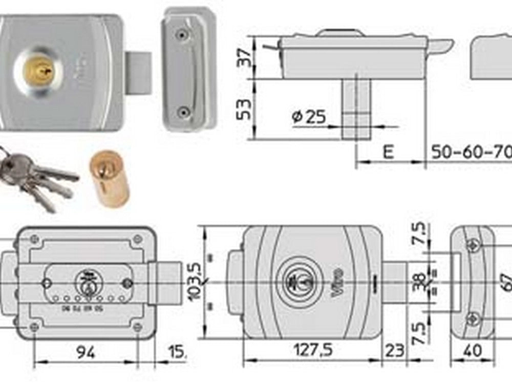 1pz elettroserratura per cancelli con cilindro tondo 9083 - mm.50/80 dx/sx (908 cod:ferx.fer410939