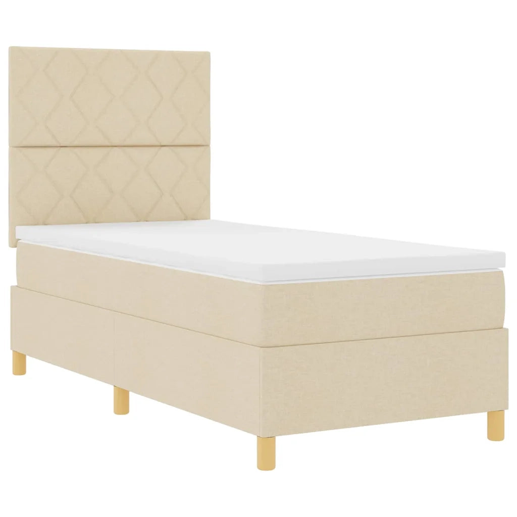 Letto a molle con materasso Crema 100 x 200 cm Tessuto 3339677