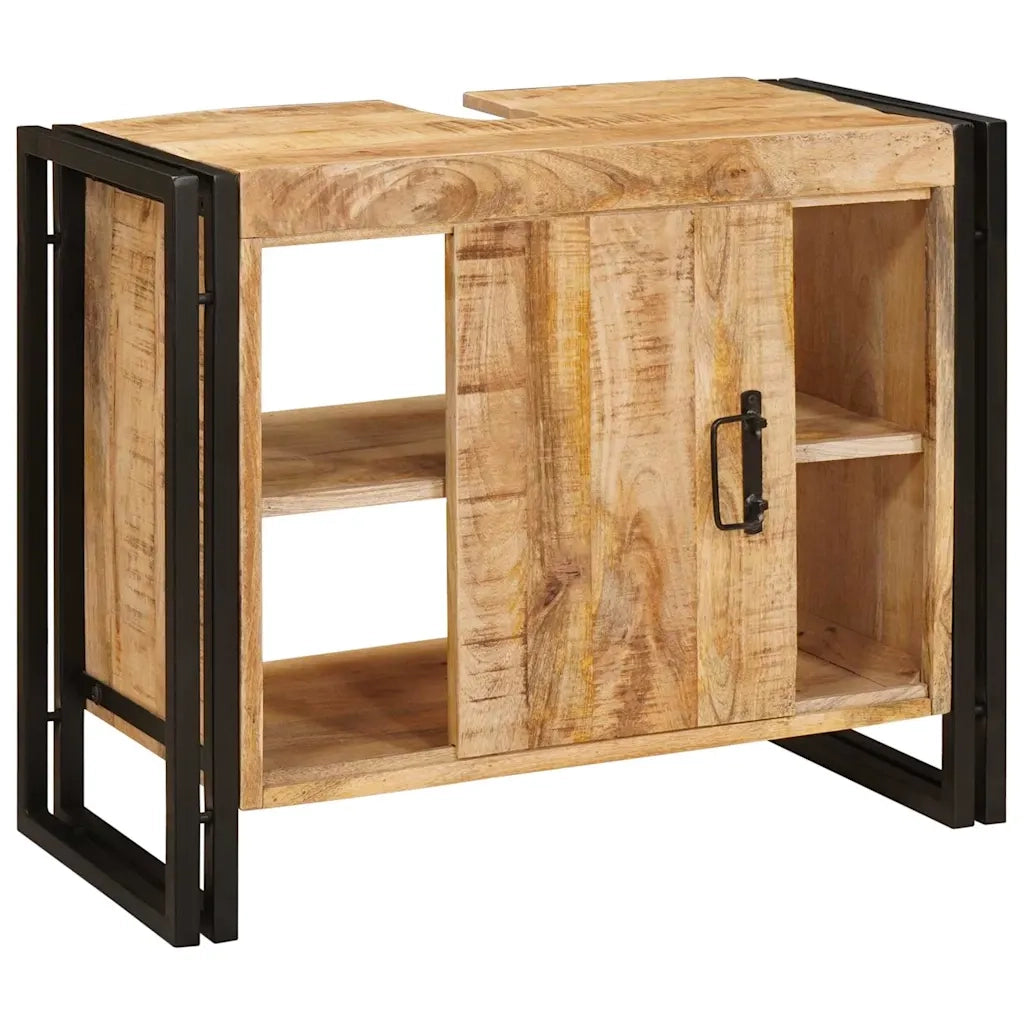 Mobile da Bagno | Armadio sottolavello con porta Marrone Legno di mango massello