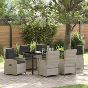 Set da Pranzo per Giardino 7 pcs Grigio chiaro polyrattan