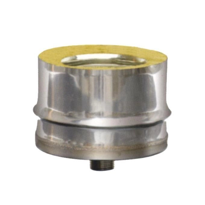 MARAL Tappo inox Maral scarico condensa 8-13 DP Acciaio inox Aisi 316L-V2 parete interna Acciaio inox Aisi 304 parete esterna Finitura lucida Doppia parete Isolante coppella in lana di roccia 25 mm colore Acciaio