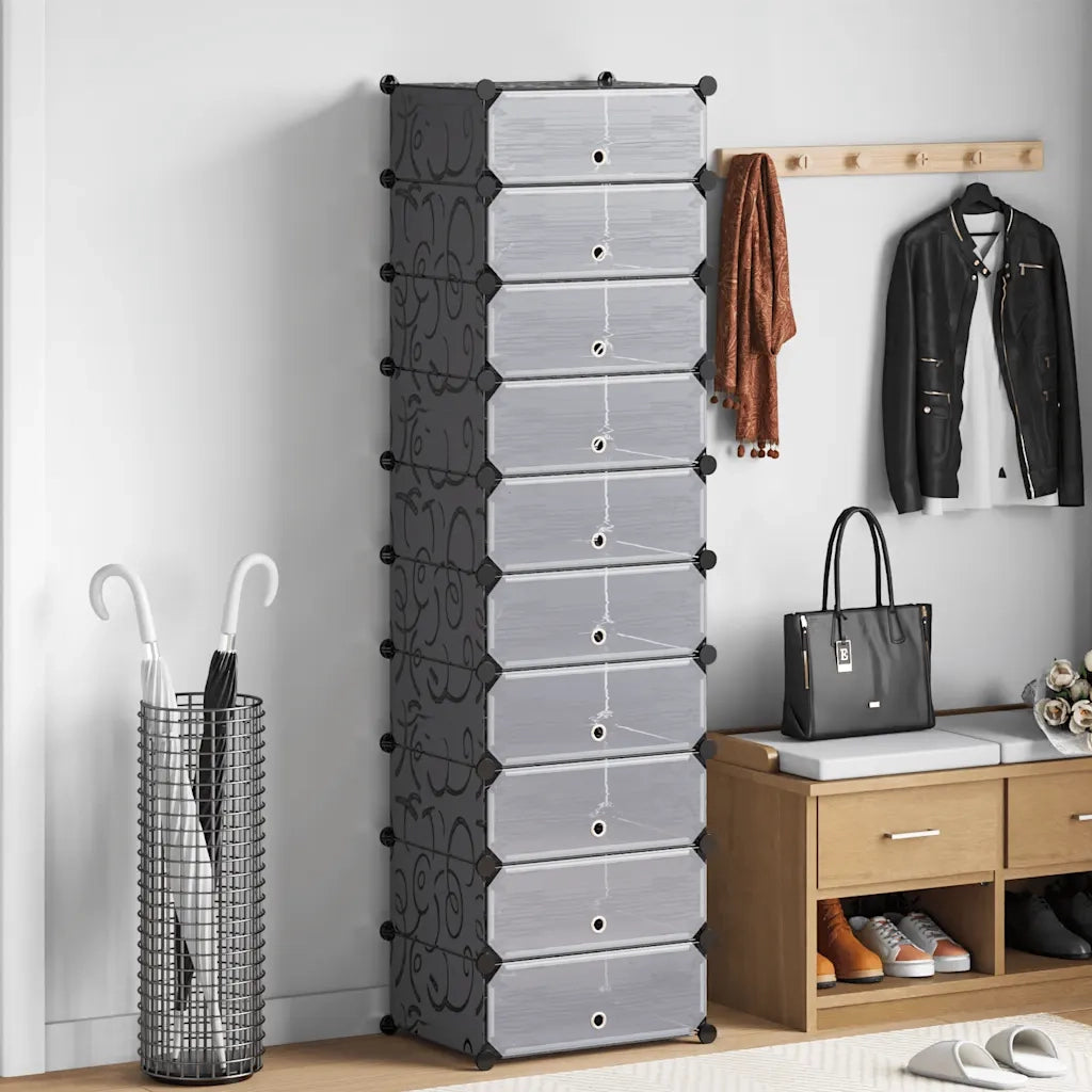 Scarpiera | Mobile per scarpe Modulare a 10 Scomparti Nera
