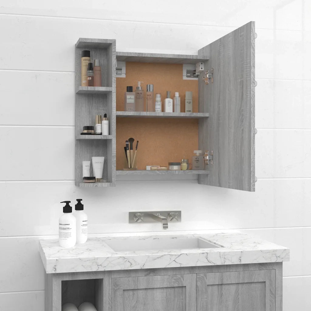 Mobile a Specchio | Armadio da bagno con LED Grigio Sonoma 70x16,5x60 cm