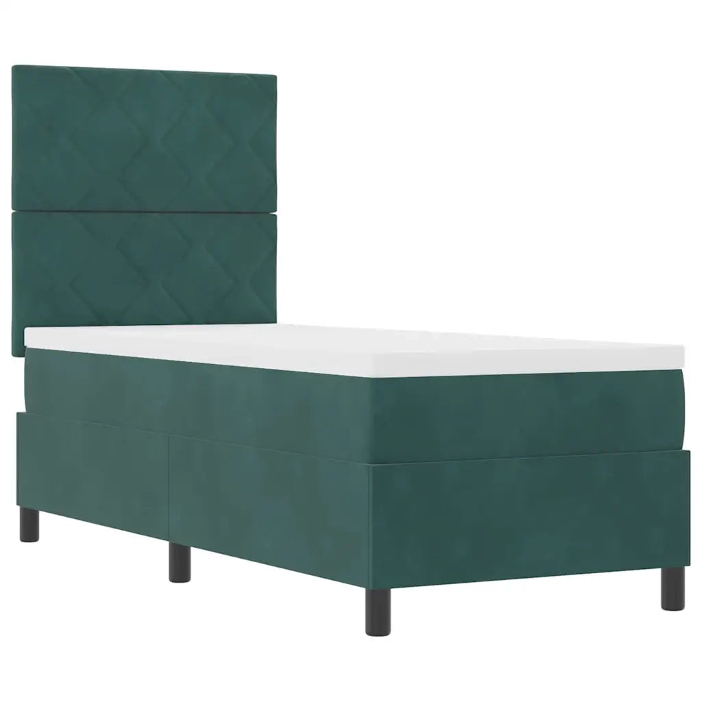 Letto a molle con materasso Verde Scuro 80 x 200 cm Velluto 3339863