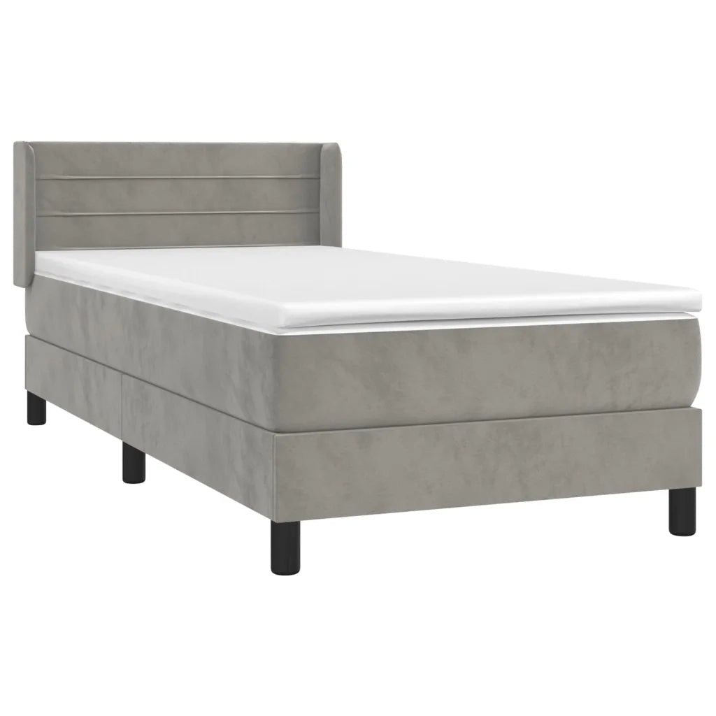 Giroletto a Molle con Materasso Grigio Chiaro 90x200 cm Velluto