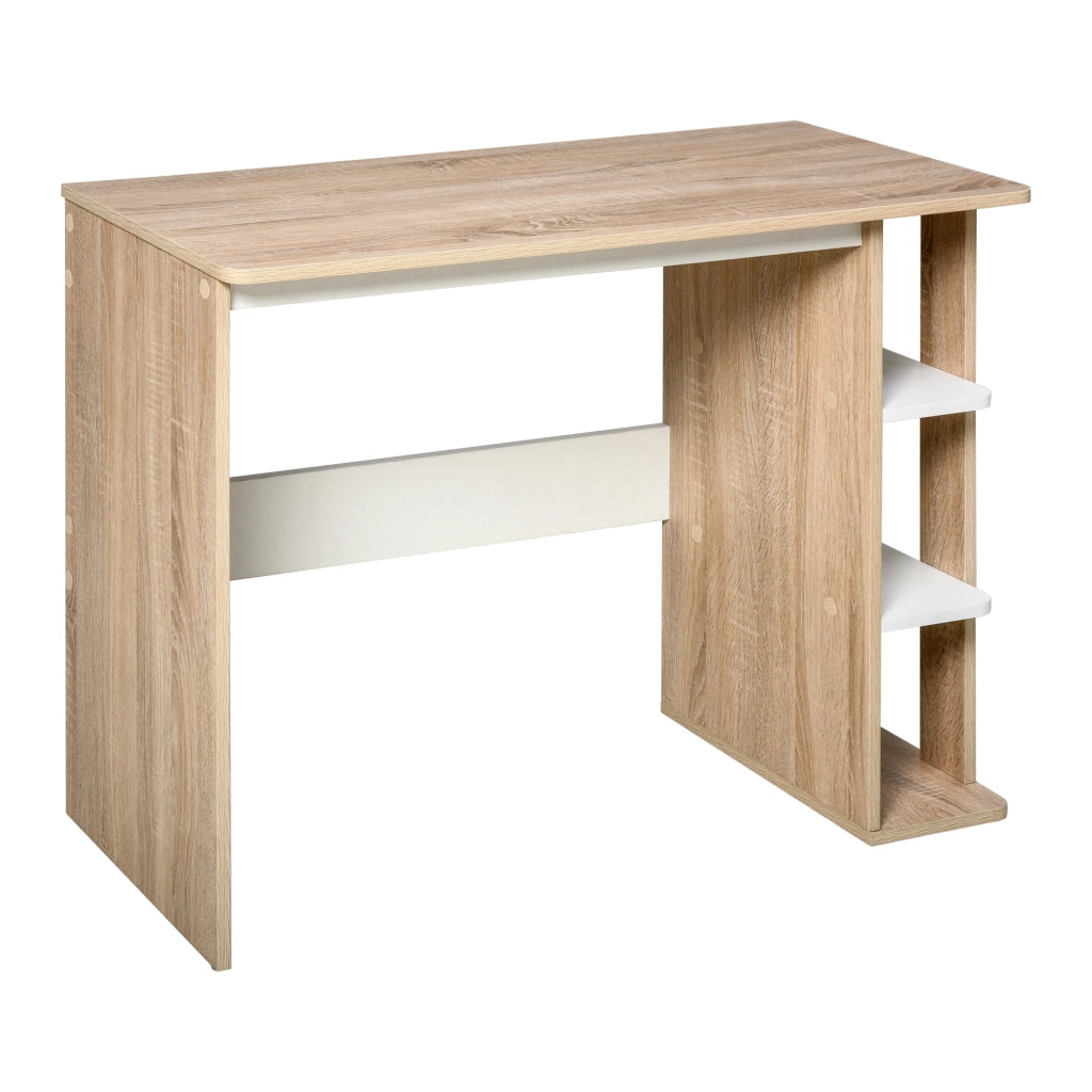 Scrivania per computer con ripiani laterali ¨C Zephmum ¨C Legno rovere chiaro 100x44x74 cm
