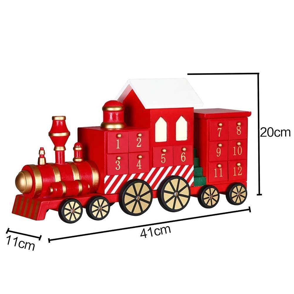 Trade Shop - Calendario Avvento Trenino Di Natale In Legno 24 Cassetti Decorazioni Natalizie -