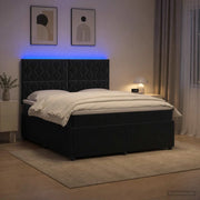 Letto Box Spring LED con Materasso Nero 180 x 200 cm Velluto 3456127