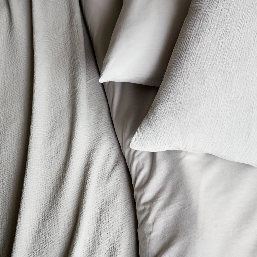 Set biancheria da letto in garza di cotone grigio chiaro