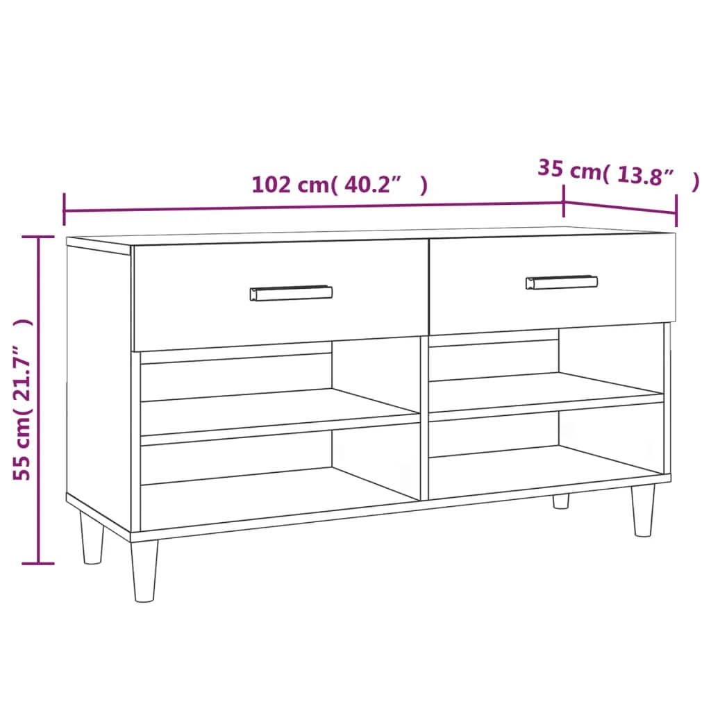 Scarpiera mobile contenitore per scarpe mobile contenitore per ingresso/corridoio/soggiorno finitura lucida 102 x 35 x 55 cm legno ingegnerizzato bianco 02_0021284