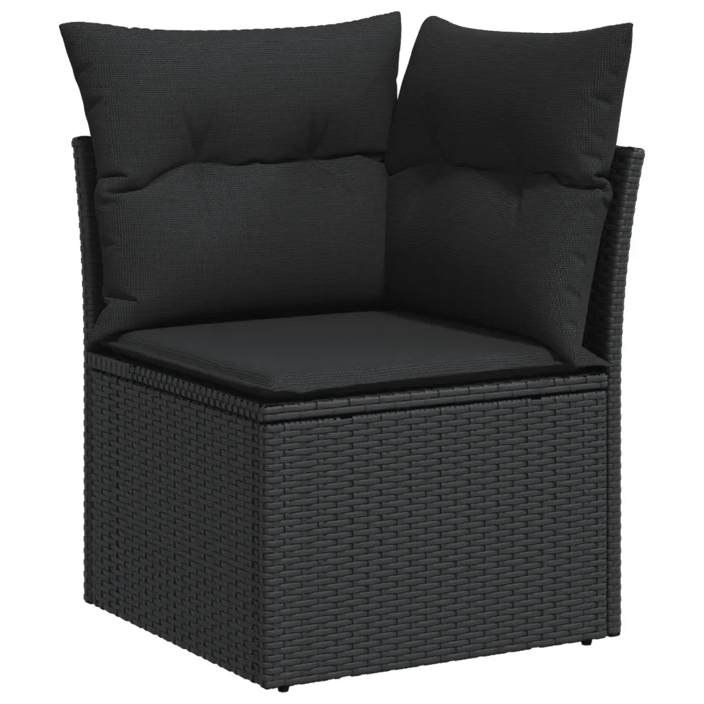 Set Divani da Giardino 13pz con Cuscini Nero in Polyrattan 3226517