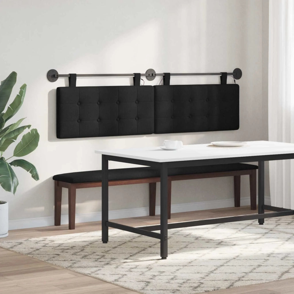 Testiera sospesa Con luce LED Nero Tessuto 3424473
