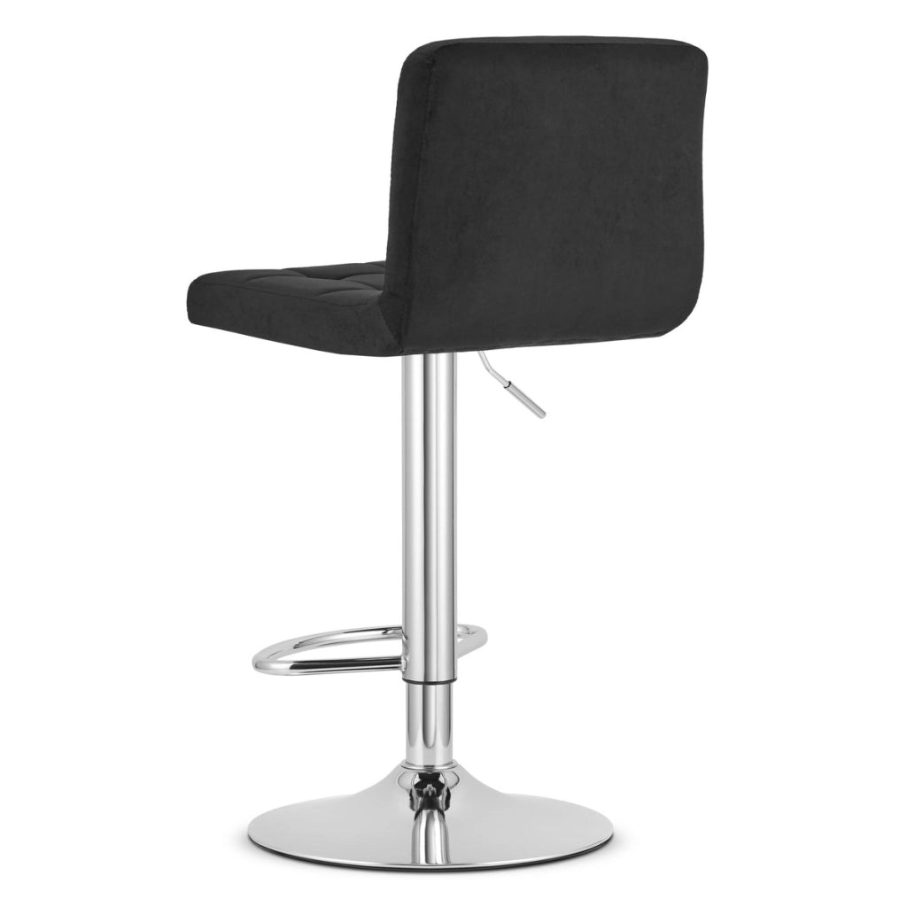 Sgabello da bar PROT in velluto nero e cromo