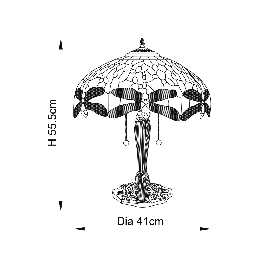 Lampada da tavolo vetrata Tiffany Dragonfly Beige 2xE27
