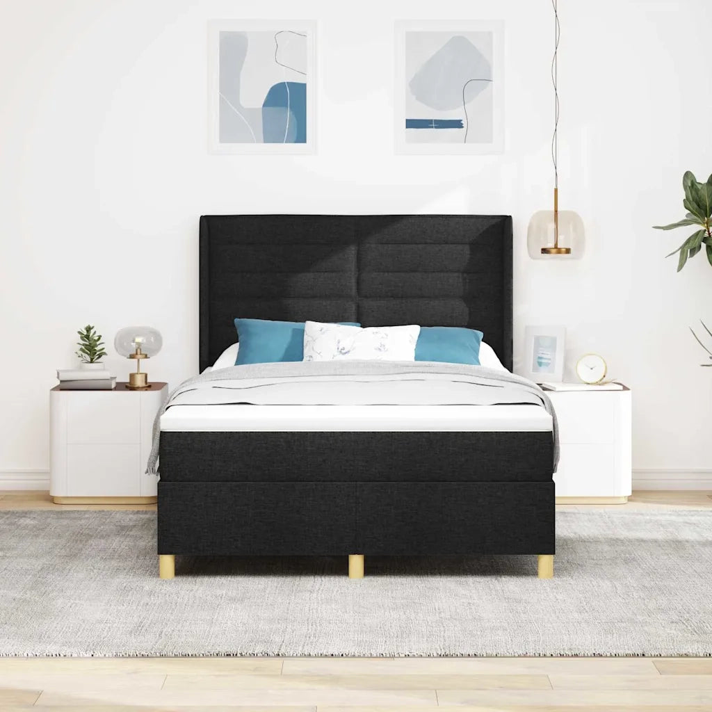 Letto a molle con strisce LED Nero 140 x 200 cm Tessuto 3343632