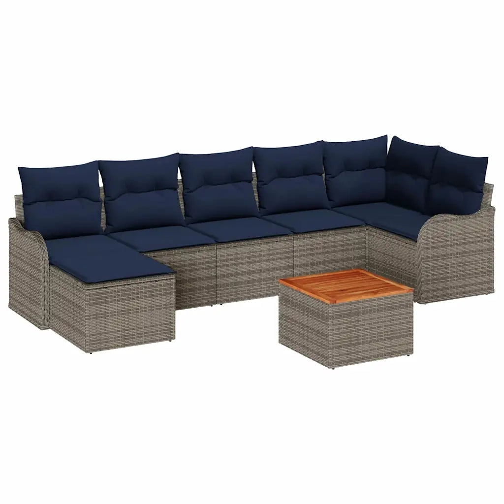 Set Divano da Giardino 8 pz Grigio polyrattan 3347486