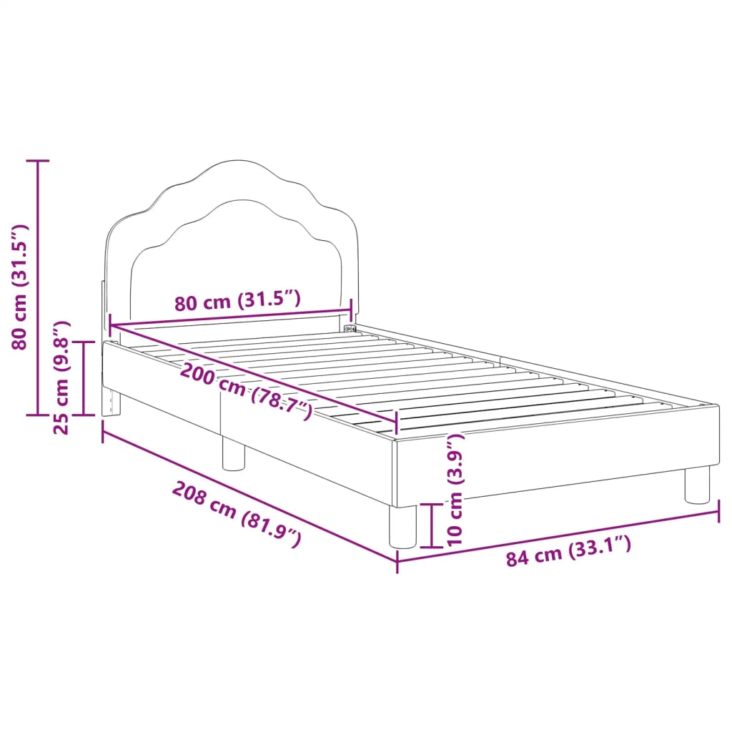 Struttura letto bambini con testata Grigio chiaro 80 x 200 cm 42010943