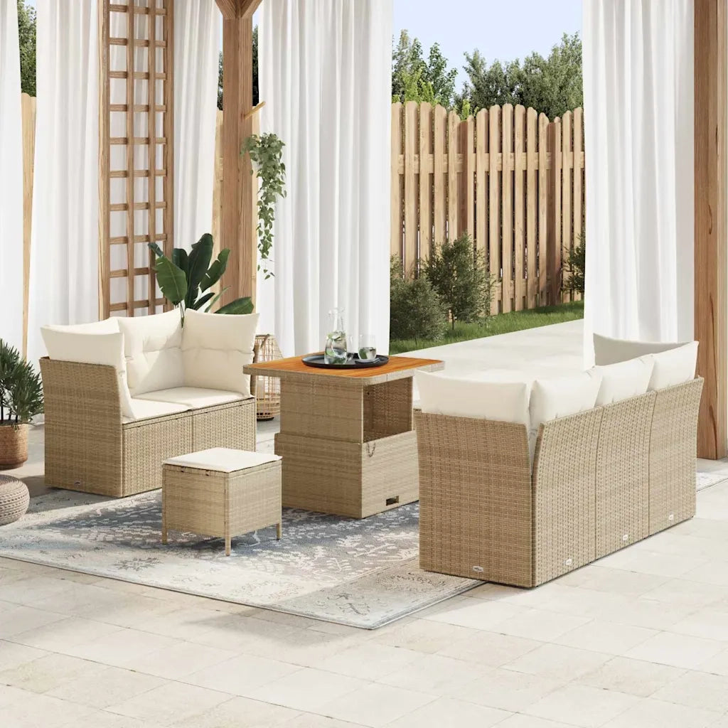 Set Divano da Giardino 8 pcs Beige polyrattan 3361426