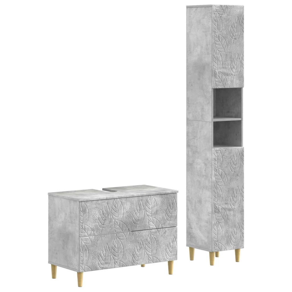 Set di Armadi da Bagno da 2 Pezzi DELFT Grigio Cemento 3417543