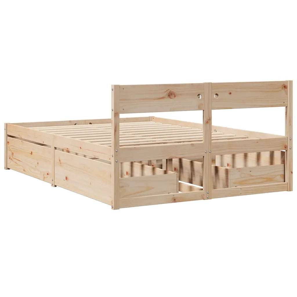 Letto senza Materasso-Struttura Letto 135x190 cm in Legno Massello di Pino 629081