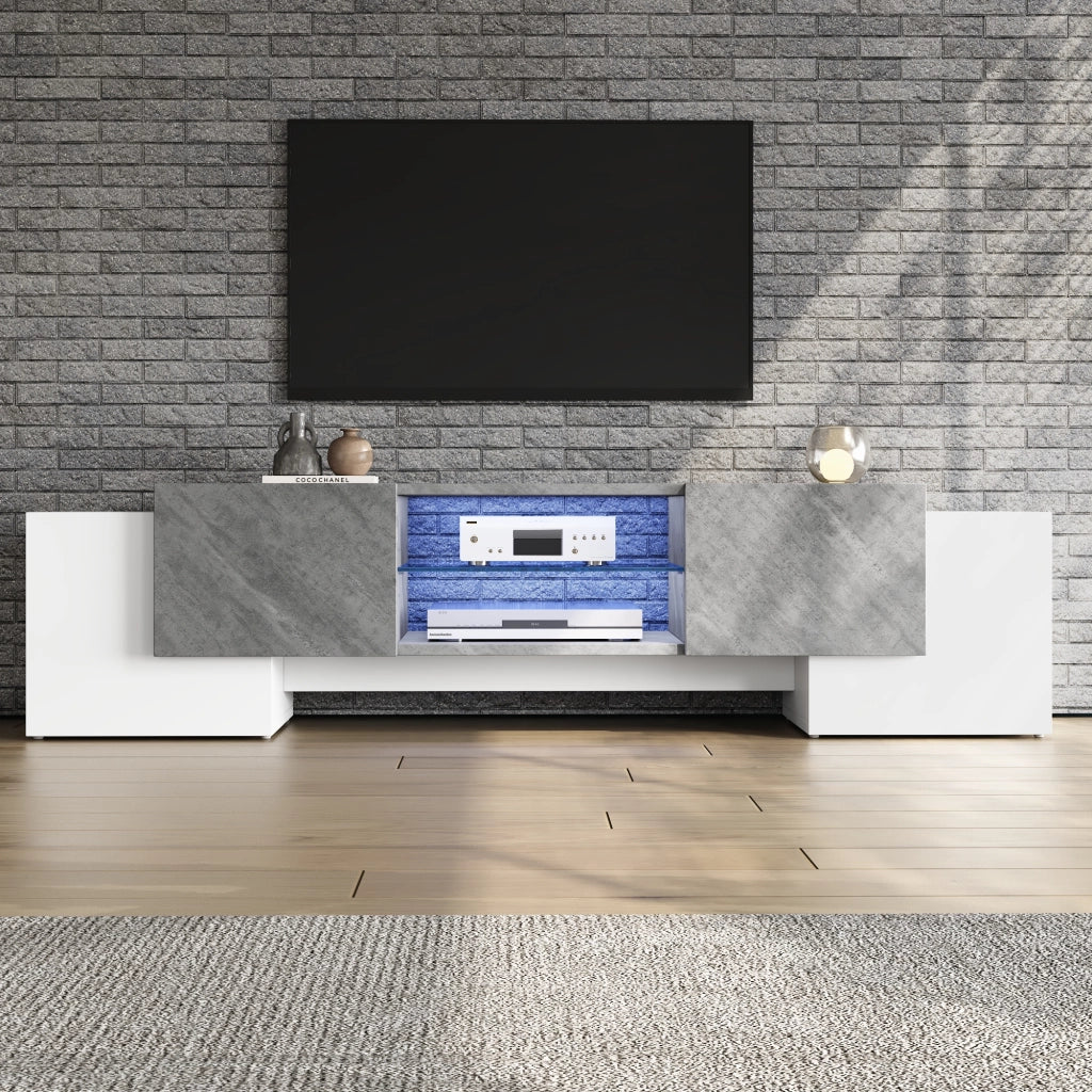 Cassettiera TV bianca e grigia in MDF lunghezza 180 cm