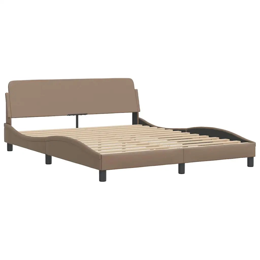 Letto matrimoniale | Letto per adulti | Giroletto senza Materasso Zadar Cappuccino 160x200 cm in Similpelle