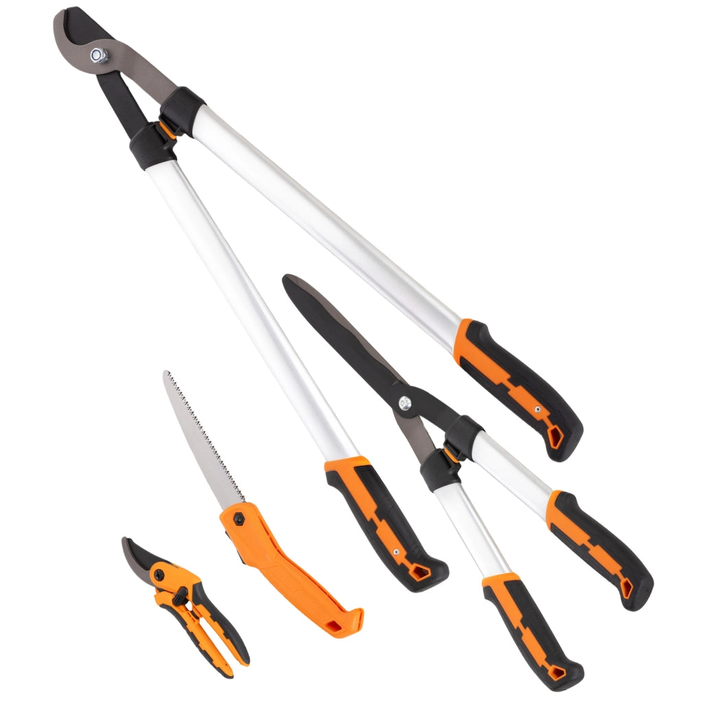Set Attrezzi da Giardino 4 Pezzi ¨C Xylo ¨C Cesoie, Troncarami, Forbici Potatura, Seghetto Pieghevole