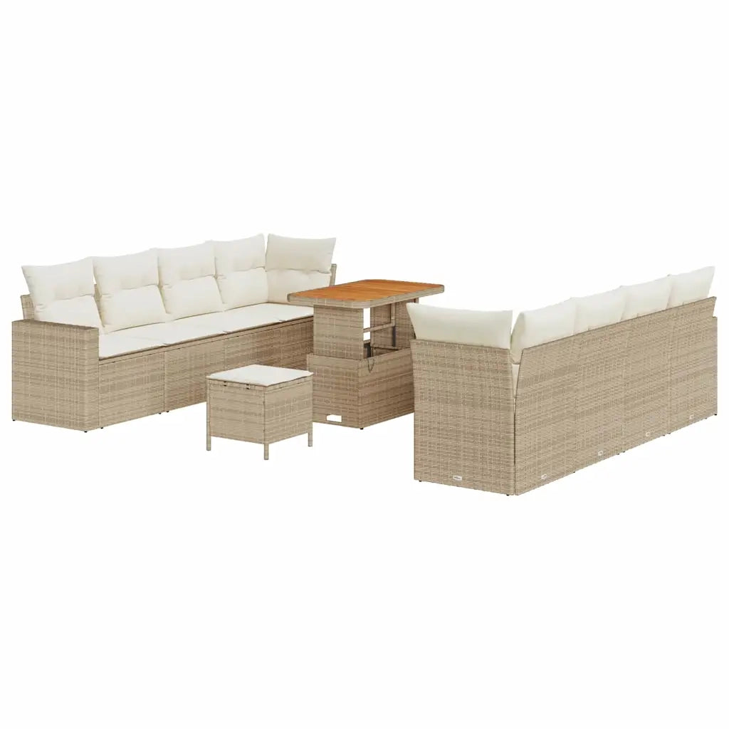 Set Divano da Giardino 11 pcs Beige polyrattan