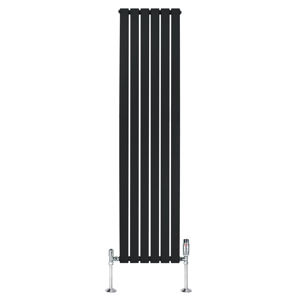 Radiatore Verticale 1800 x 420 mm con Valvole TRV Nero