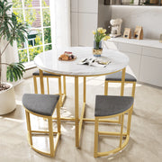 Set Tavolo da Pranzo con 4 Sedie in Velluto ¨C Xylo ¨C Piano MDF, Telaio Dorato, Grigio