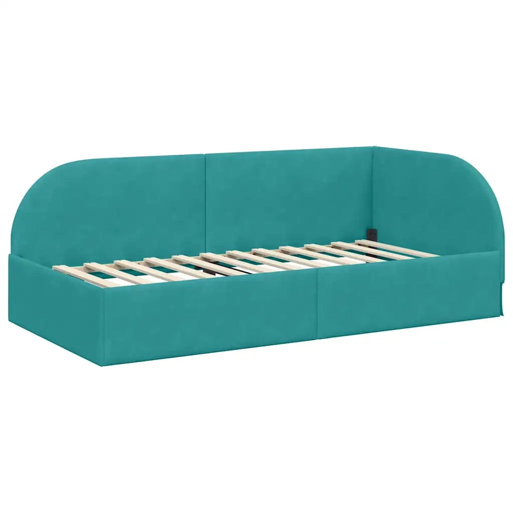 Cornice del letto ad angolo Turchese 100 cm x 200 cm Velluto