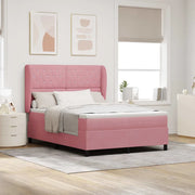 Letto a molle con materasso Rosa 190 x 140 cm Velluto 3340873