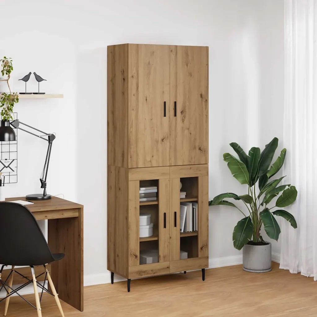 Credenza 2 pcs Legno vecchio Legno Stratificato e Vetro 3403184