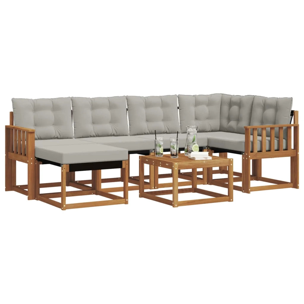 Set di divani da esterno 7 pcs Grigio Naturale e Chiaro 3368854