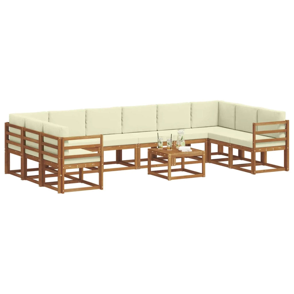 Set di divani da esterno con cuscino 11 pcs Naturale e Crema 3367073
