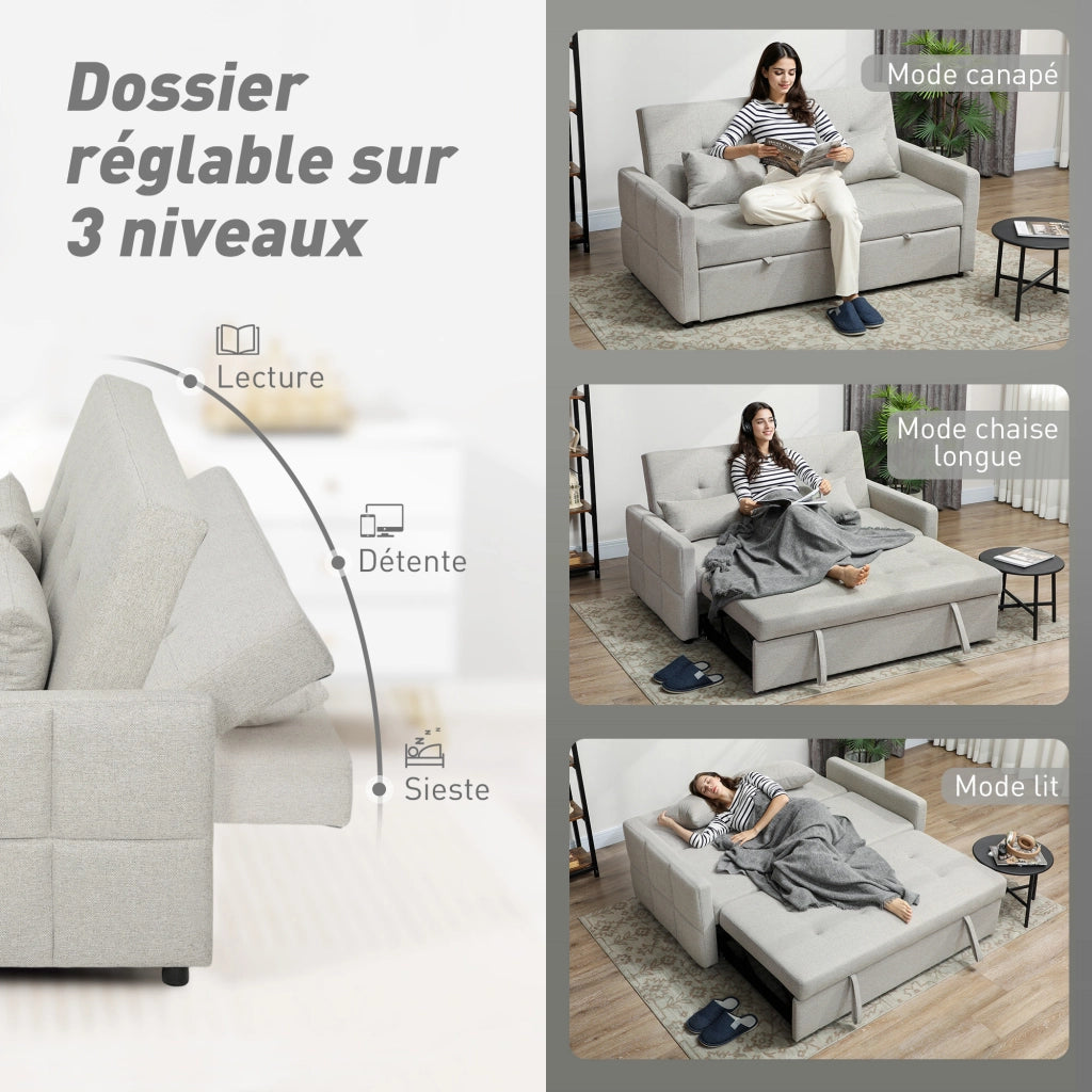 Divano letto 2 posti con letto estraibile ¨C Xylo ¨C tessuto marrone chiaro 158x85x85cm