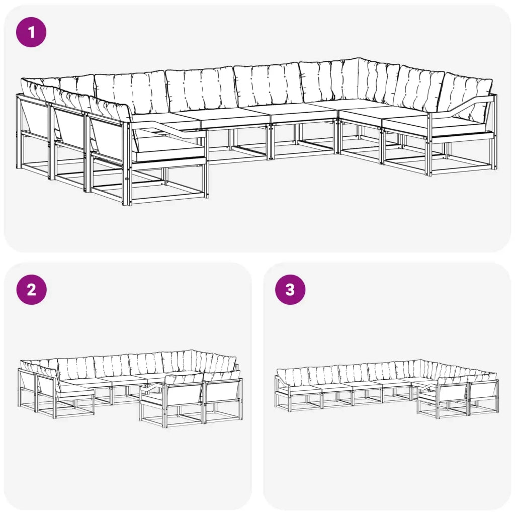 Set di divani da esterno con cuscino 9 pcs Bianco e Beige 3389079